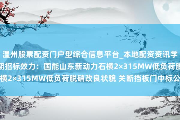 温州股票配资门户型综合信息平台_本地配资资讯学习与行情导航 龙源时期招标效力：国能山东新动力石横2×315MW低负荷脱硝改良状貌 关断挡板门中标公告